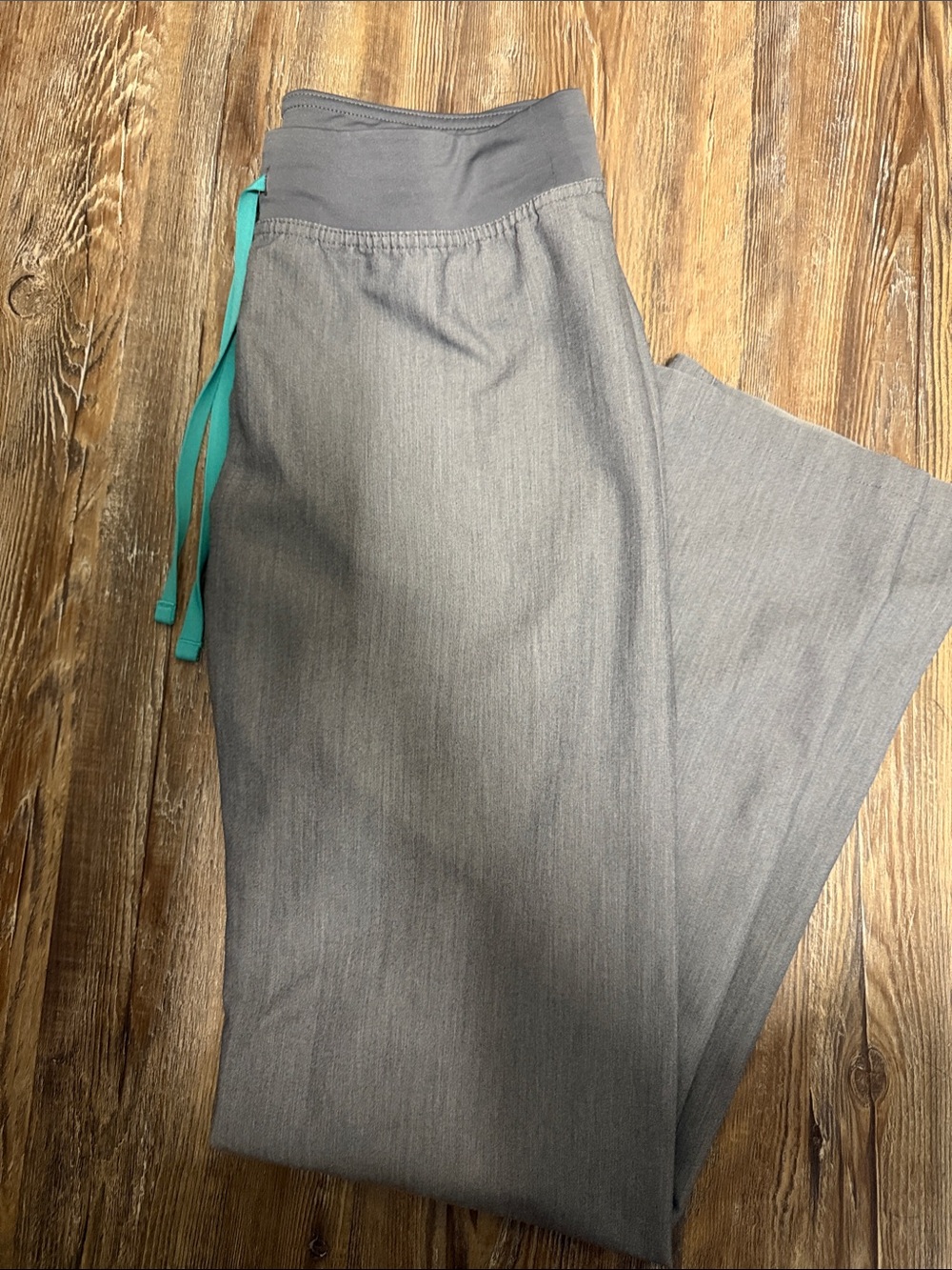 Figs Gray Jogger Pants with Teal Drawstring